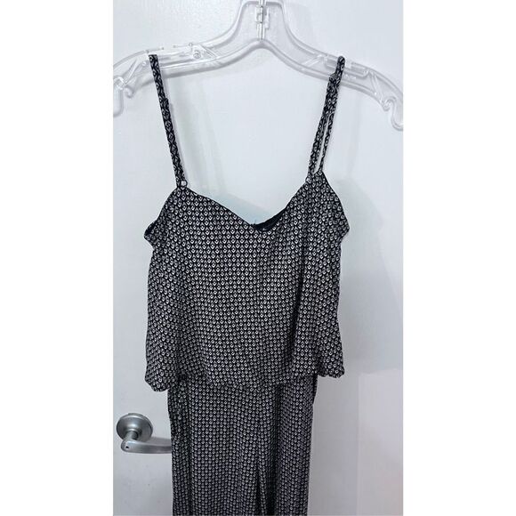 ELEVENSES ANTHROPOLOGIE WOMENS JUMPSUIT ROMPER GEOMETRIC BLACK SZ XS - Picture 4 of 10